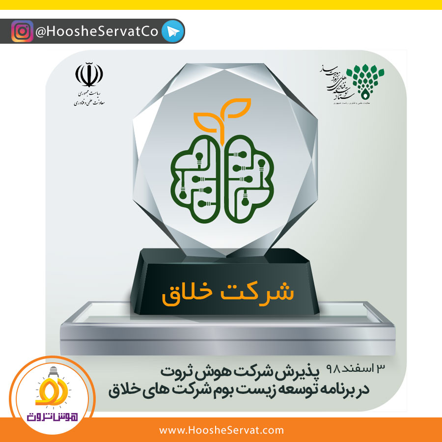 پذیرش شرکت هوش ثروت در جمع شرکت های خلاق